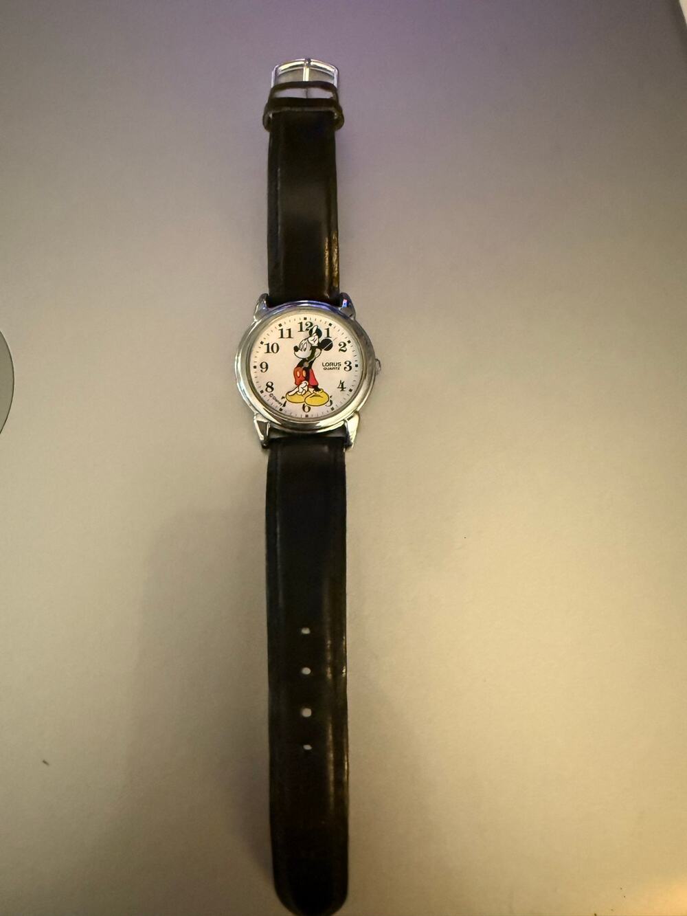 Lorus Disney Mickey Mouse Quartz Watch Black Band 8” Untested Japan
